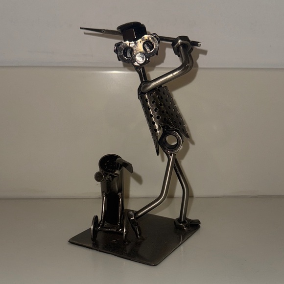 Handmade Other - Handmade Nuts & Bolts Metal Golfer Figurine